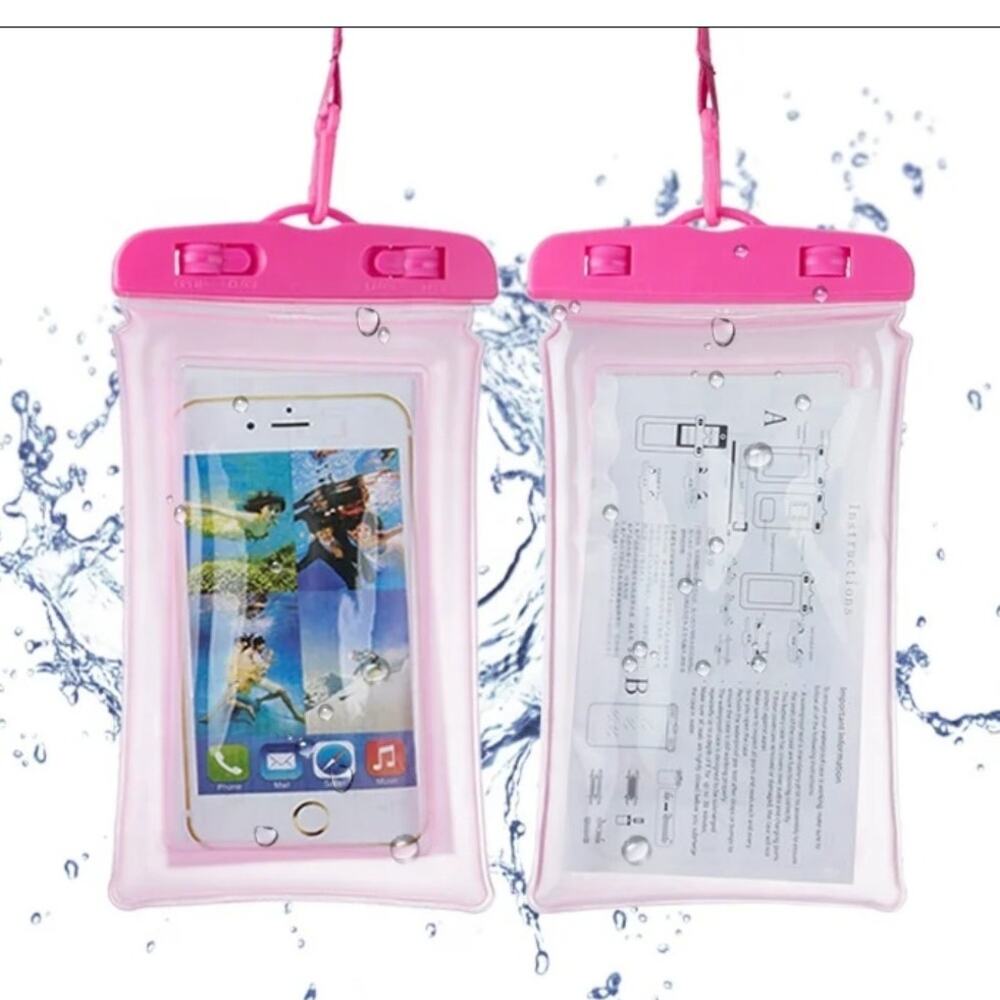Mobile Phone Dry Bag Touch Screen Pouch, Transparent Floating Waterproof ~Pink